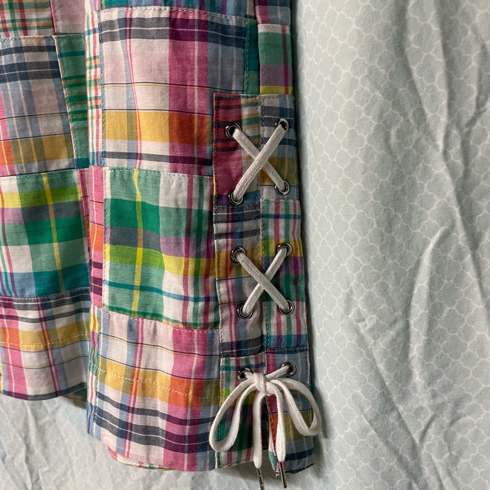 Talbots Multicolor Plaid Patchwork Mini Skirt Wit… - image 2